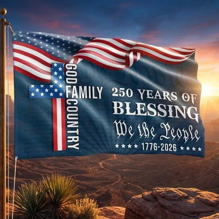 We The People American Flag | 250 Years Blessing 1776-2026 | UV-Resistant Polyester Grommet Flag | Patriotic Home Decor Gift