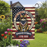 Patriotic Cat Garden Flag | 250 Years of Freedom Semiquincentennial 1776-2026 Design | Double-Sided Weather-Resistant Polyester | Gift for Cat Lovers and Americana Fans