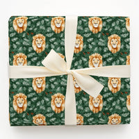 Dark Green Pinecone Holiday Gift Wrap, Watercolor Lion Christmas Wrapping Paper, Wildlife Winter Wrapping Paper, Festive Holiday Gift Wrap