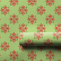 Lime Green Holiday Gift Wrap, Damask Snowflake Christmas Wrapping Paper, Red and Green Xmas Wrapping Paper, Winter Festive Gift Wrap Roll