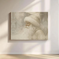 Snowy Woods Santa Portrait Print, Vintage Santa Claus Wall Art, Rustic Farmhouse Santa Painting, Christmas Digital Download Canvas Art