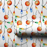 Sports Holiday Gift Wrap, Basketball Christmas Wrapping Paper, Xmas Lights Wrapping Paper, Basketball Fan Gift Wrap, Holiday Gift Wrap