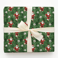 Dark Green Sports Gift Wrap, Soccer Santa Christmas Wrapping Paper, Holiday Soccer Wrapping Paper, Football Coach Athlete Gift Wrap Roll