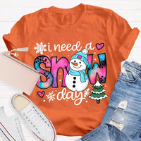 Winter Holiday Graphic Tee, Snow Day Snowman Christmas Tree T-Shirt, Adorable Snowman Tree Shirt, Humorous Winter Season Tee, Christmas Snow Present