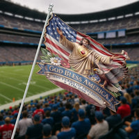 God Bless America House Flag | Jesus Sacred Heart & Bald Eagle 250 Years of Freedom1776-2026 Art | Weather-Resistant Double-Sided Outdoor Flag | Patriotic Christian Gift for Home & Yard