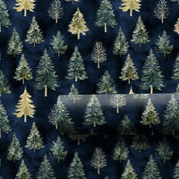 Navy Blue Forest Christmas Gift Wrap, Watercolor Pine Tree Wrapping Paper, Rustic Winter Holiday Wrapping Paper, Nature Tree Gift Wrap