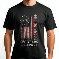 1776 Patriotic T-Shirt | We The People 250 Years Flag Art | Premium Soft Cotton Tee | Gift for American History Lover
