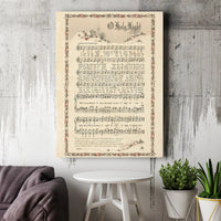 Vintage Christmas Carol Canvas Print, O Holy Night Sheet Music Canvas Art, Christian Hymn Wall Decor, Digital Download