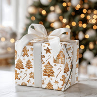 Watercolor Holiday Village Gift Wrap, Gingerbread Man Wrapping Paper, Festive Gingerbread Wrapping Paper, Adorable Christmas Wrapping Paper