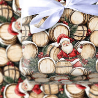 Rustic Holiday Bourbon Gift Wrap, Santa Whiskey Barrel Christmas Wrapping Paper, Vintage Santa Claus Wrapping Paper