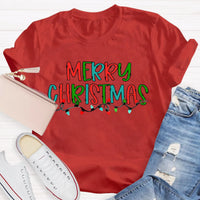 Festive School Holiday Shirt, Merry Christmas Lights Teacher T-Shirt, Adorable Christmas Teacher Graphic Tee, Xmas Educator Present for Teacher