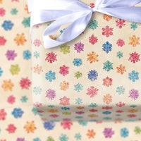 Retro Winter Holiday Gift Wrap, Colorful Snowflake Christmas Wrapping Paper, Pastel Snowflake Wrapping Paper Roll, Vintage Xmas Gift Wrap