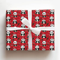 Adorable Animal Christmas Gift Wrap, Red Panda Santa Hat Wrapping Paper, Festive Red Holiday Present Paper, Kids Xmas Wrapping Paper