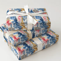 Watercolor Vegas Cityscape Wrapping Paper, Las Vegas Christmas Wrapping Paper, Festive City Skyline Gift Wrap, Nevada Holiday Wrapping Paper