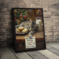 Adorable Cat Wish Quote Canvas Print, Sleeping Kitten Christmas Canvas Art, Holiday Cat Lover Canvas Decor, Pet Digital Download Present