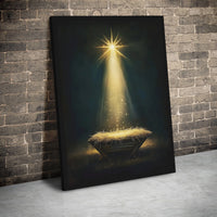 Bethlehem Star Holy Light Christmas Print, Nativity Manger Canvas Wall Art, Religious Christian Wall Decor, Digital Download
