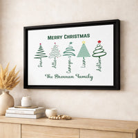 Custom Names Holiday Canvas Print, Personalized Family Christmas Tree Canvas Art, Winter Wall Decor, Personalized Christmas Present for Family