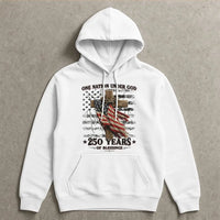 One Nation Under God Hoodie | 250 Years of Blessings Patriotic Cross Design | Premium Cotton-Polyester Blend | Gift for Faith and Patriotism Lovers