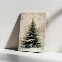 Snow Covered Pine Canvas Print, Rustic Christmas Tree Canvas Wall Art, Winter Holiday Canvas, Farmhouse Christmas Wall Decor, Seasonal Present