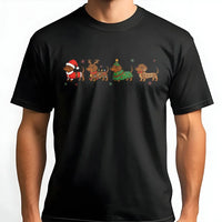 Wiener Dog Santa Hat Tee, Christmas Dachshund Shirt, Reindeer Antler Dachshund T-Shirt, Holiday Dachshund Graphic Tee, Xmas Dog Lover Present