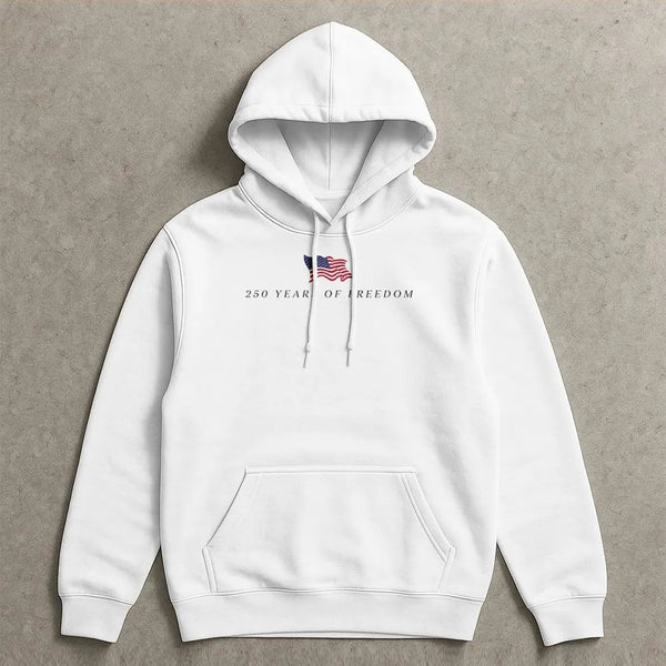 America 250th Anniversary Hoodie | 250 Years of Freedom Minimalist USA Flag Design | Premium Cotton-Poly Blend | Patriotic Gift for History Fans