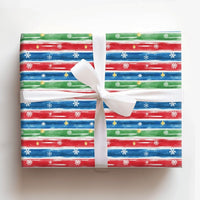Colorful Snowflake Holiday Gift Wrap, Festive Watercolor Stripe Christmas Wrapping Paper, Winter Star Gift Wrapping Paper, Roll Gift Wrap