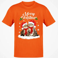 Adorable Holiday Kitty Graphic Tee, Merry Christmas Santa Cats T-Shirt, Festive Cat Lover Winter Shirt, Xmas Animal T-Shirt