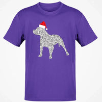 Festive Dog Lover Holiday Shirt, Pitbull Santa Hat Christmas T-Shirt, Adorable Xmas Pittie Graphic Tee, Winter Merry Christmas Dog T-Shirt