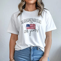 America 250 Years T-Shirt | Celebrate 250th Anniversary Est 1776 Flag Design | Soft 100% Cotton Unisex Tee | Patriotic 4th of July Gift