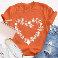 Winter Snow Day Graphic Tee, Snowflake Heart T-Shirt, Adorable Snowflake Heart Shirt, Comfy Holiday Winter Season Tee, Christmas Snow Lover Present