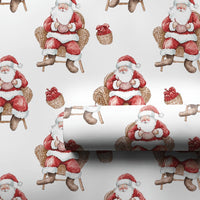 Watercolor Santa in Chair Wrapping Paper, Comfy Santa Wrapping Paper, Rustic Holiday Christmas Wrapping Paper, Festive Gift Wrap Roll