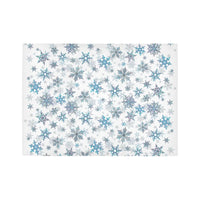 Winter Holiday Hallway Runner, Blue Snowflake Runner Rug, Frozen Christmas Snow Runner Rug, Non Slip Kitchen Floor Mat, Seasonal Decor