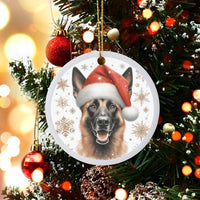 Santa Hat Dog Ceramic Ornament, German Shepherd Christmas Ornament, German Shepherd Tree Ornament, Festive Pet Lover Holiday Keepsake Present
