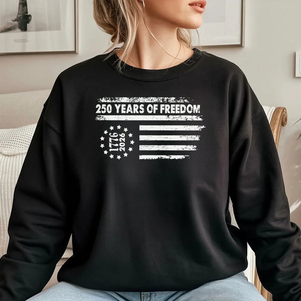 250 Years of Freedom Hoodie | Vintage American Flag 1776-2026 Design | Soft Cotton Blend Sweatshirt | Patriotic 4th of July Gift for Men and Women