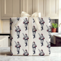 Vintage Sports Gift Wrap, Baseball Santa Christmas Wrapping Paper, Baseball Batter Holiday Wrapping Paper, Classic Present Gift Wrap