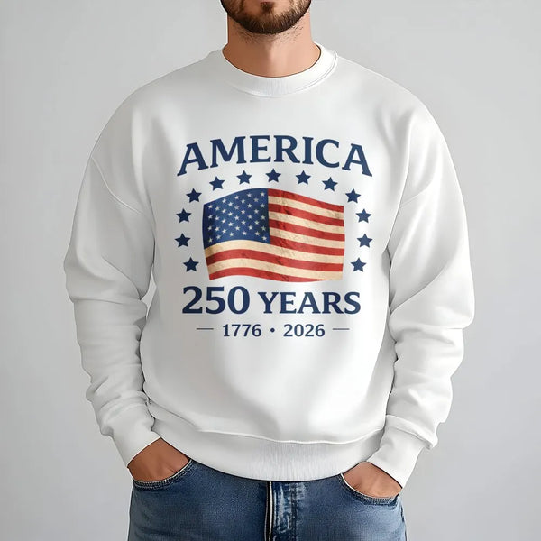 America 250 Years T-Shirt | Vintage USA Flag 1776-2026 Graphic | Soft Cotton Patriotic Tee | USA Anniversary Commemorative Gift