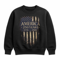 America 250 Years Sweatshirt | Vintage 1776-2026 USA Flag Design | Soft Cotton Polyester Blend | Patriotic Semiquincentennial Gift