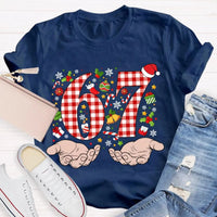 Candy Cane Snowflakes Christmas T-Shirt, Six to Seven Santa Hat Shirt, Festive Holiday Graphic Tee, Winter Xmas Shirt, Christmas Family Present