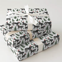 Santa Hat Equestrian Gift Wrap, Black Horse Christmas Wrapping Paper, Watercolor Black Horse Wrapping Paper, Holiday Horse Tree Gift Wrap