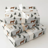 Winter Pine Horse Gift Wrap, Watercolor Horse Wrapping Paper, Holiday Horse Wrapping Paper, Equestrian Christmas Wrapping Paper Roll