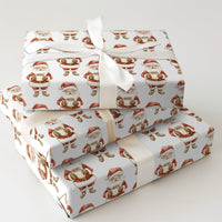 Watercolor Santa Claus Gift Wrap, Coffee Santa Christmas Wrapping Paper, Holiday Coffee Lover Wrapping Paper Roll, Festive Xmas Gift Wrap