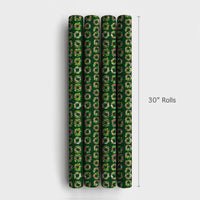 Floral Holiday Gift Wrap, Watercolor Christmas Wreath Wrapping Paper, Dark Green Botanical Wrapping Paper, Festive Winter Present Wrap Roll