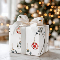 Watercolor Soccer Ornament Gift Wrap, Soccer Ball Christmas Wrapping Paper, Sports Holiday Wrapping Paper, Soccer Fan Gift Wrap Roll