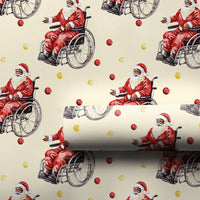 Wheelchair Santa Holiday Gift Wrap, Black Santa Wrapping Paper, Diverse Christmas Wrapping Paper, Inclusive Santa Claus Holiday Gift Wrap