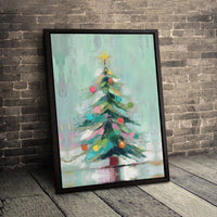 Colorful Holiday Canvas Print, Abstract Christmas Tree Wall Art, Modern Xmas Tree Wall Decor, Festive Winter Wall Art, Holiday Home Present