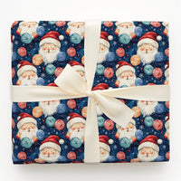 Starry Yarn Santa Claus Wrapping Paper, Knitting Santa Wrapping Paper, Navy Blue Christmas Wrapping Paper, Crafter Holiday Gift Wrap Roll