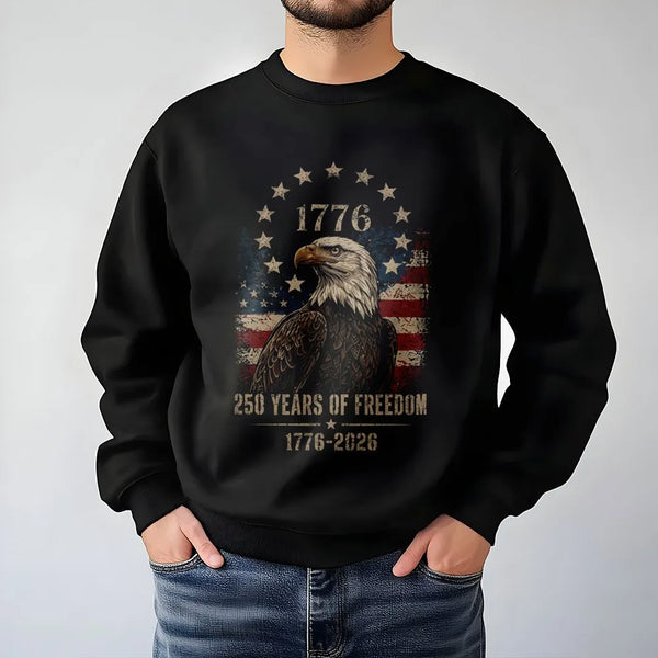 1776 Eagle Sweatshirt | 250 Years of Freedom Vintage Americana Art | Premium Cotton Polyester Blend | Patriotic Gift for History Lovers