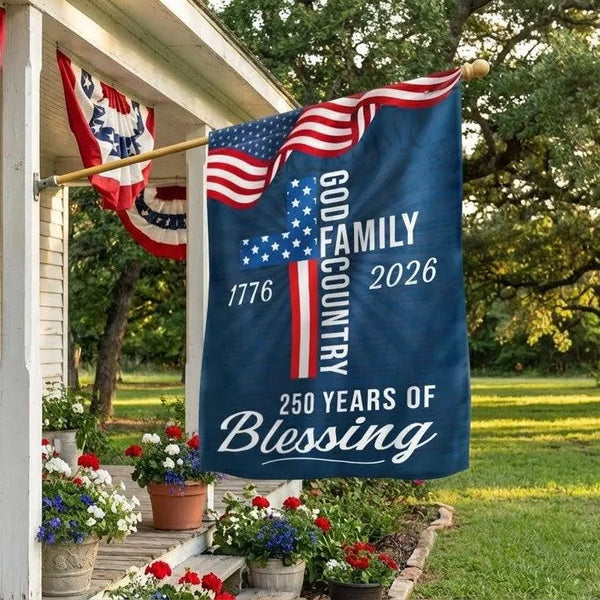 Patriotic Garden Flag 1776-2026 | 250 Years Blessing America | Double-Sided Polyester | Outdoor Memorial Gift