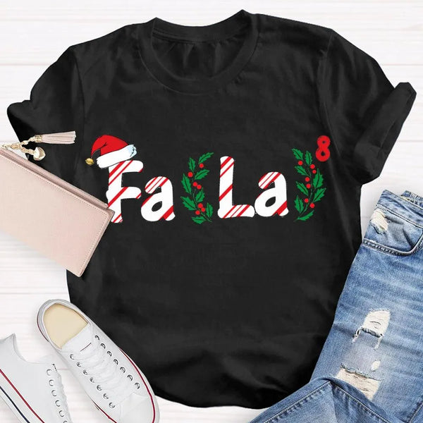Fa La La Santa Hat Math Equations Shirt, Math Teacher Christmas T-Shirt, Humorous Holiday Mathematics Graphic Tee, Teacher Xm