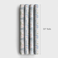 Vintage Toile Holiday Gift Wrap, Blue Reindeer Toile Christmas Wrapping Paper, Elegant Deer Tree Gift Wrapping Paper, Winter Present Paper